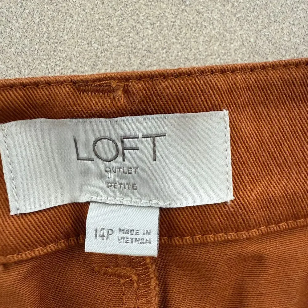 Loft Outlet Button Front Mini Skirt SZ 14 Petite Burn Sienna